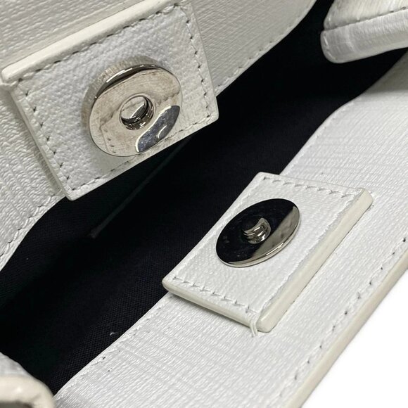 Auth BALENCIAGA Shopping Tote XXS 597858 White Black Leather - Tote Bag - Picture 12 of 16